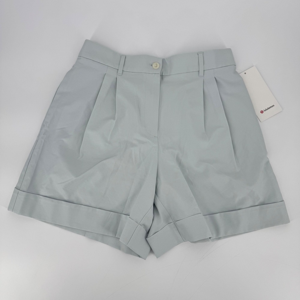 Lululemon LuluLinen High-Rise Shorts 6" Sz 30 Light Blue‎ Gray OCNA Linen Blend